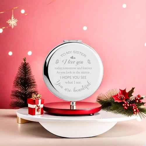Sister Birthday Gifts Compact Mirror, Sisters Gifts from Sister, Birthday Gifts for Sister from Sister Brother Friend for Her