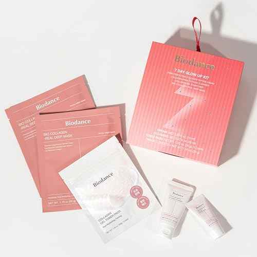 BIODANCE 7 Day Glow Up Kit: Holiday Collagen Gift Set for Glass-Skin, Christmas Gift, Stocking Stuffers for teen girls, Korean Skincare with Mask to Foam Cleanser, Toner Pads, Moisturizer, Gel Masks