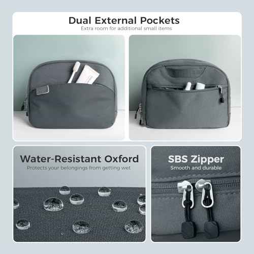 pack all Travel Toiletry Bag, Multi-Compartment Cosmetic Bag, Water-Resistant Makeup Bag for Toiletries, Accessories (Charcoal Gray)