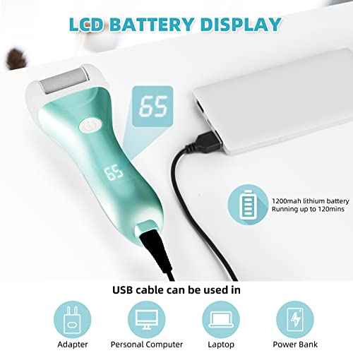 Callus Remover for Feet, Nicebirdie Electric Foot File Callus Removers Rechargeable Waterproof Pedicure Tools Foot Scrubber Shaver Feet Care Tool for Cracked Heels Dead Skin £¨Green£©