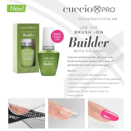 Cuccio Pro Brush-On Builder Gel With Calcium - LED And UV Self-Levelling Lightweight Formula - Soak-Off Gel Product With Strength Of Hard Gel - Chip-Resistant - Clear - 0.43 Oz Nail Polish