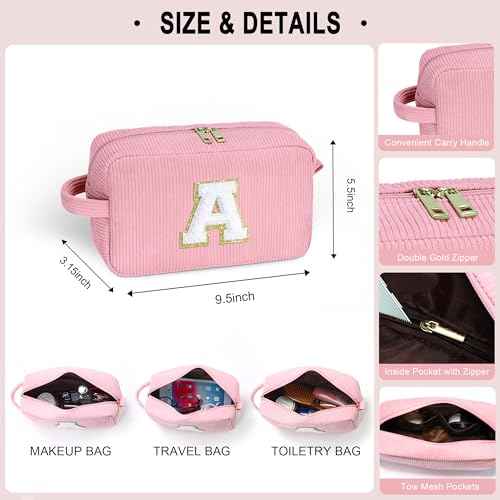 YOOLIFE Initial Travel Makeup Bag Cosmetic Bag - Teen Girl Gifts Trendy Stuff Friend Birthday Gifts for Women Teen Girl Kids