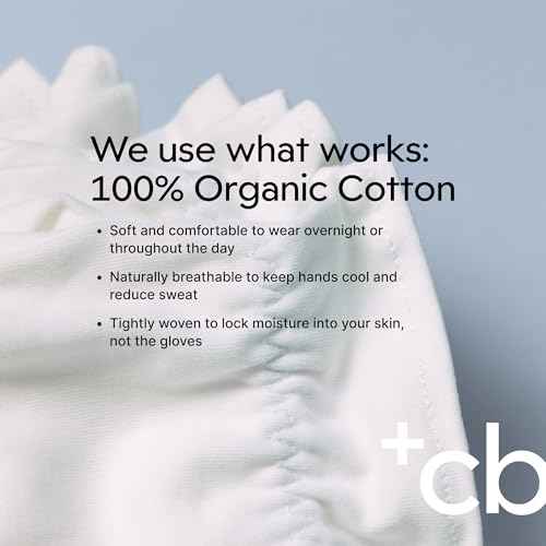Clearbody Organics 100% Organic Cotton Gloves - 5 Pairs, Medium, White - Overnight Moisturizing White Gloves for Dry Hands