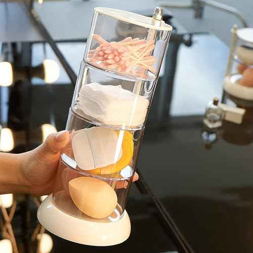 JessLab 4 Layer Clear Jewelry Organizer, 360¡Æ Rotatable Acrylic Hair Accessory Organizer, Hair Clip and Tie, Earring Storage for Bathroom Vanity Countertop