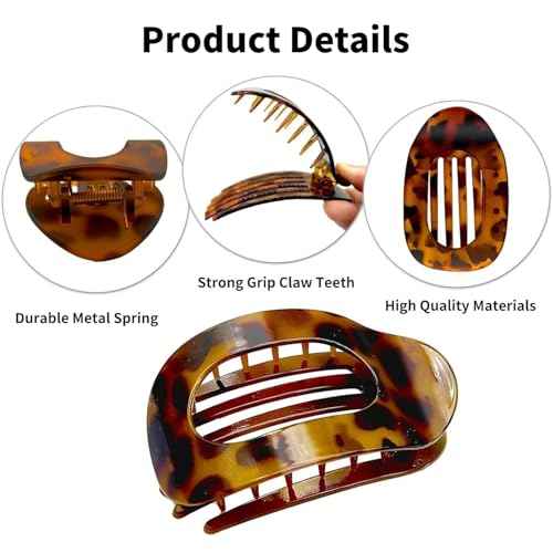 Flat Hair Claw Clips for Women,Matte Medium Hair Clips for Thick & Thin Hair- Comfortable Everyday Use for Office, Yoga, Party & Casual Styling (5PCS)