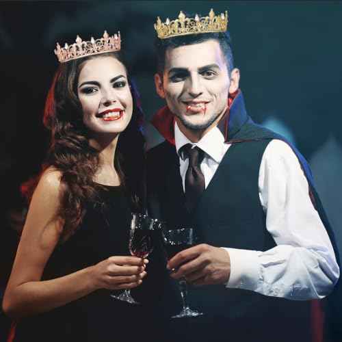 King Crown for Men - Vofler Gold Prince Mens Kings Queen Costume Crowns Royal Medieval Fleur De Lis Metal Headband Cake Topper for Adult Boy Bachelor Homecoming Birthday Prom Halloween Party Golden