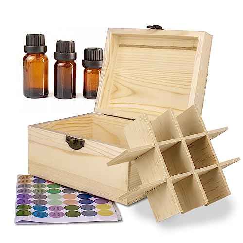 Essential Oil Storage Box High Capacity Wooden Essential Oils Display Organizer Stand Holder for 15 ml Bottles Nail Polish Collection.