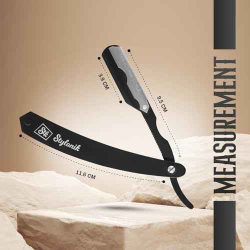 Professional Straight Edge Barber Razor ? 60 Single/30 Double-Sided Stainless Steel Blades for Men & Women, with Leather Case (Silver)