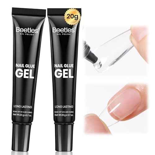 Beetles 2Pcs*20g Solid Nail Glue Gel, Tipex Soft Nail Tips Glue Super Strong for Acrylic Nails Extension Fake Nails Press On Nails, Christmas Nail Art, U V Light Required