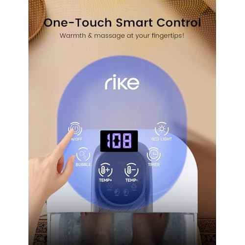 RIKE Collapsible Foot Spa with Heat, Bubbles, 24-Level Temp Control, Red Light, Timer, Foot Soaking Tub with 6 Shiatsu Rollers & Pumice Stone, Foot Bath Massager Pedicure FootSpa for Stress Relief