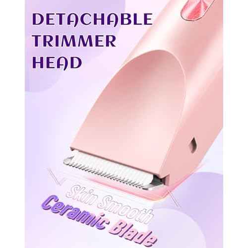 Dermawave Bikini Shaver Trimmer 2.0 for Women Pubic Hair, 2 in 1 Dual Head Painless Electric Razor for Bikini Line Area, Waterproof