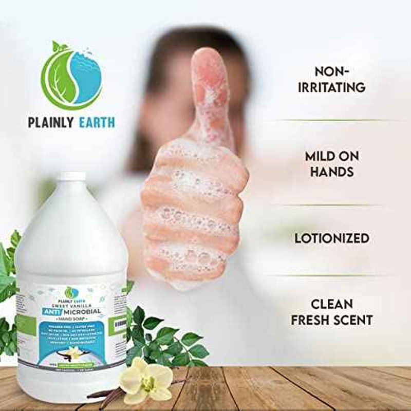 Antimicrobial Liquid Hand Soap (4 x 1 US Gallon) - Antibacterial Soap Refill - Hand Soap Refill Bottle - Cruelty Free Moisturizing Soap, Sweet Vanilla
