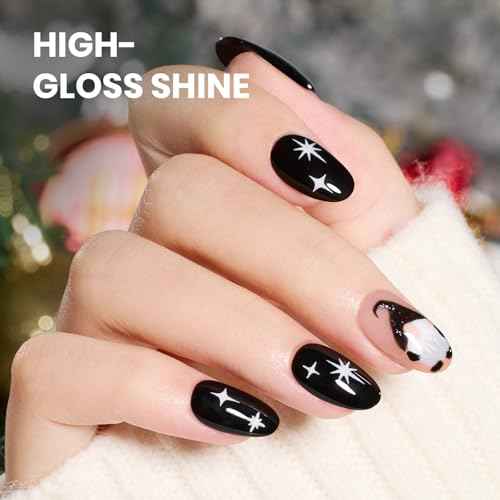 beetles Christmas Gel Polish - Black and White Colors Gel Nails, 2pcs 15ml Black White Polish Soak Off Led Nails Art Manicure Salon Christmas gift for Women