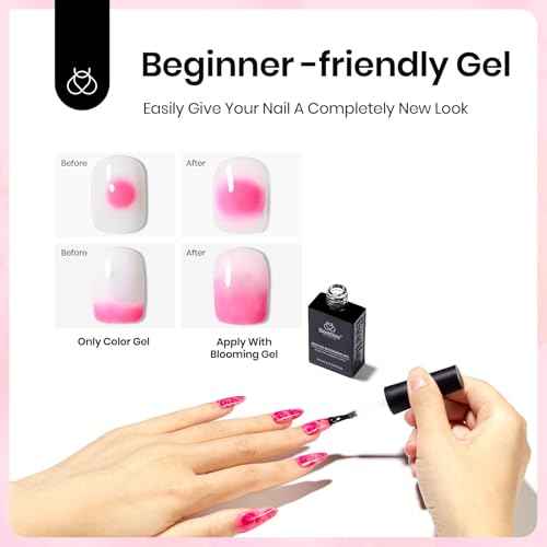 Beetles Blooming Gel, Blooming Gel Nail Polish Clear Uv Led Blossom for Spreading Effect Marble Natural Stone Watercolor Floral Print Fall Nails Soak off Diy Nail Art Design Manicure Gift for Women