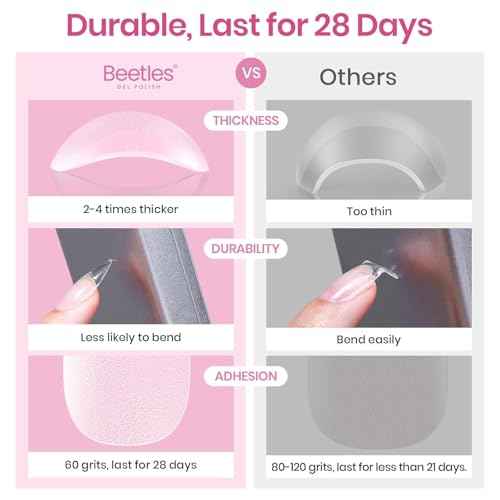 Beetles Medium Almond Nail Tips 576pcs 12 Sizes, Pre-Etched Soft Gel Nail Tips Half Matte Full Cover False Nail Tips Clear Acrylic Nails Glue on Nails DIY Nail Extension Gift for Women