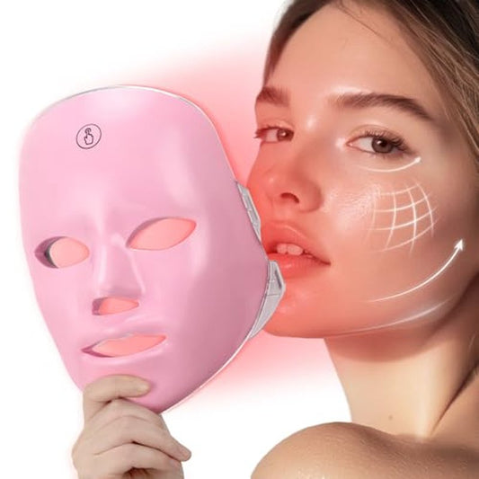 Red Light Mask for Face, 7 Color Red Light Facial Masks, At-Home Facial Care Device, Portable, Cordless, and Rechargeable