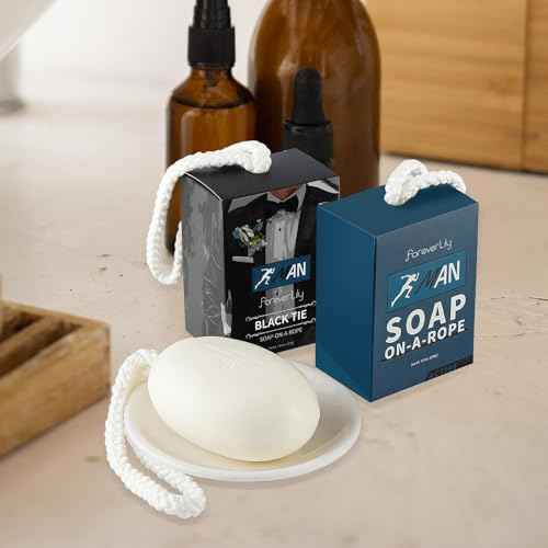 Natural Men Bar Soap, 2pcs Soap On a Rope Set for Face Body Hair Bath Soap about 7 Ounce each.foreverLily
