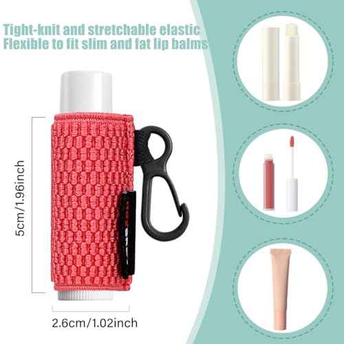 HEYSKAY 10PCS Lip Balm Holder Sleeves Keychain Compact Clip On Lipstick Holder Chapstick Holder Lip Gloss Holder Keychain Chapstick Elastic Sleeves