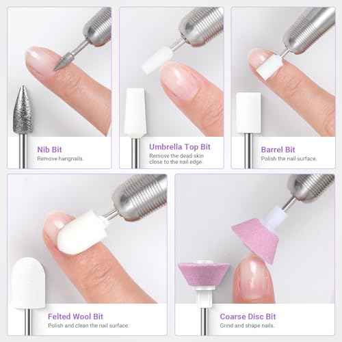 MelodySusie 21pcs Nail Drill Bit Set, Professional 3/32'' Ceramic Diamond Carbide Acrylic Gel Nail Art Tool Kit, Cuticle Remover Bit for Acrylic Gel Dip Powder, Nail Manicure Pedicure, Salon Home