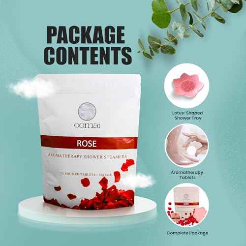 Oomai Shower Steamers Aromatherapy Rose Scent 12 Pack with Tray, Gifts for Women, Spa Set, Thanksgiving Christmas Birthday, Realaxation, Self Care