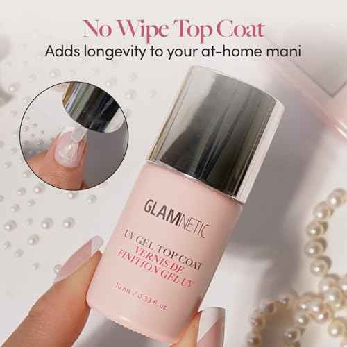 Glamnetic UV Gel Clear Top Coat | High-Gloss Finish | No-Wipe Formula | Works on Press-Ons & Polish | LED UV Curable | 0.33 fl. oz.