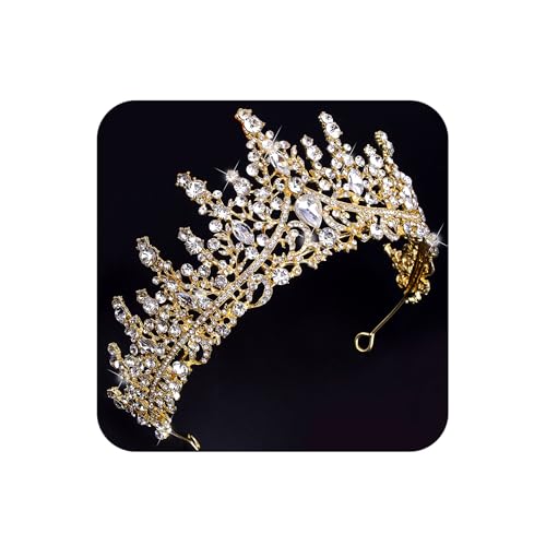 COCIDE Gold Tiara and Crown for Women Crystal Queen Crowns Rhinestone Princess Tiaras for Girl Bride Wedding Hair Accessories for Bridal Birthday Party Prom Halloween Cos-play Costume Christmas