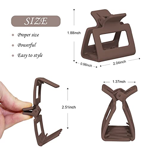 8 Pack Small Claw Clips for Women Girls Double Row Teeth Medium Hair Clips Matte Claw Clips for Thin Hair No Slip Hair Clips for Short Hair Accessories (Dark Series)