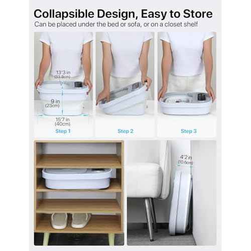 ALLJOY Foot Spa Bath Massager with Heat, Collapsible Foot Massager Spa Soaking Tub with Bubbles, Pumice Stone, Timer, 6 Shiatsu Massage Rollers Pedicure FootSpa for Relaxation, Gifts for Dad, Mom