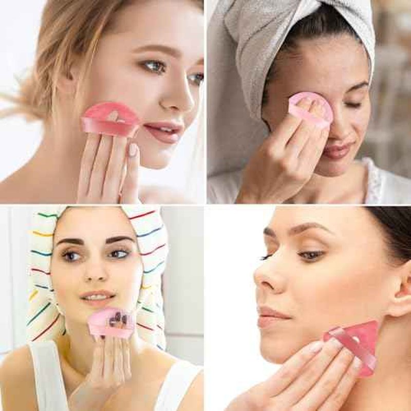 Pimoys 6 Pcs Powder Puff, Face Soft Triangle Makeup Puff Velet Makeup Sponge for Loose Powder (Pink)
