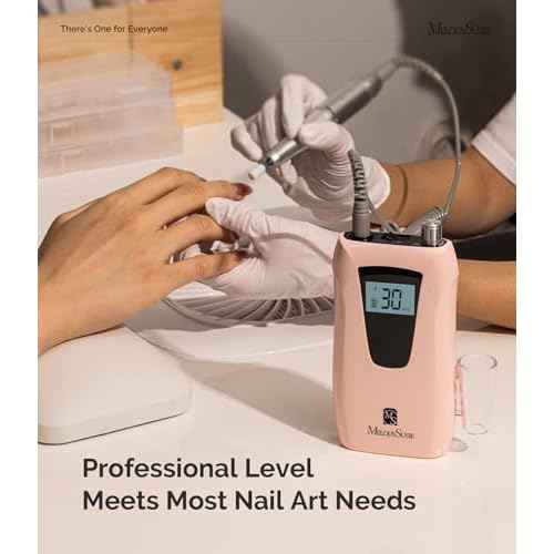 MelodySusie Professional Nail Drill 30000RPM, SC320D Rechargeable Electric Nail Drill Machine, Cordless Nail E File for Acrylic Gel Nails, 8pcs Nail Bits 50pcs Sanding Bands, Selene Pink
