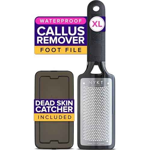 RUSTPROOF Foot File Callus Remover for Feet with Skin Catcher (XL Size) NYK1 MEGAFILE Foot Callus Remover for Wet & Dry Use - High-Performance Feet Scrubber with Textured Grip for Non-Slip Control