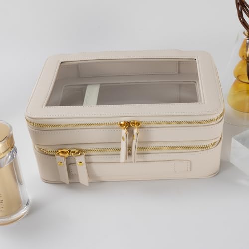 SANHECUN Clear Travel Toiletry bag Toiletry Case Carry on Travel Accessories Bag Makeup Bag(White, SHC-TL-2)