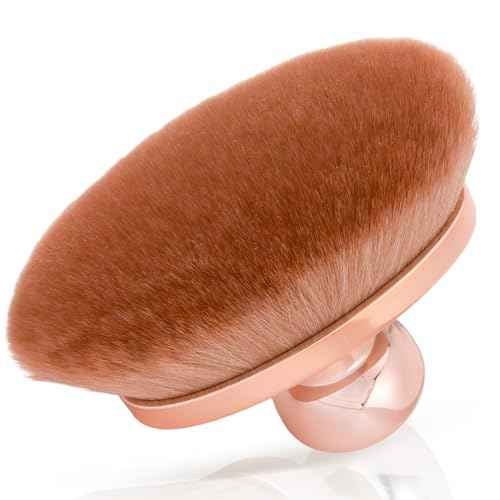 UNIMEIX Blend & Blur Extra Large Body Makeup Brush with Drawstring Bag, 4.5 Inch Wide-headed Sunscreen Applicator Kabuki Brush for Face, Legs, Body (RoseGold)