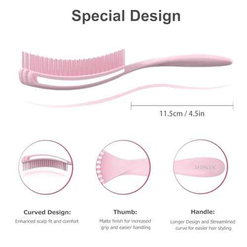 Detangler Brush for Curly Hair, Hairbrush for Wet Dry Thick Thin, Easily Comb Through Curl Hair and Reduces Breakage, Curly Brush for Women Men Kid (Pink)