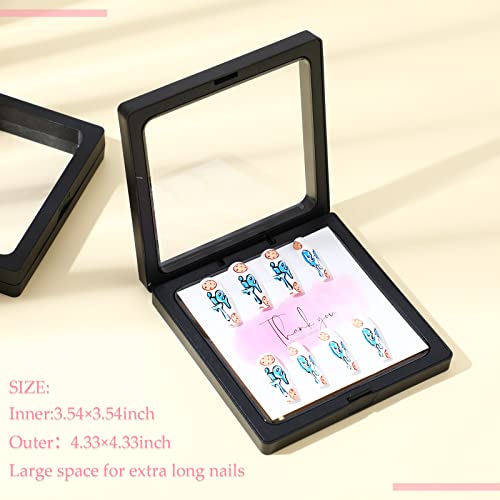meekoo 30 Pcs Press on Nail Packaging Box with 90 Pcs Adhesive Double Sided Tape Artificial Nail Display Case Storage Container Box Acrylic Packaging Organizer for Art Home Salon(Black)