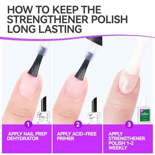 Nail Repair for Damaged NailsProtein: Pink 6 in 1 Natural Nail Strengthener and Growth - Long Lasting Nail Hardener Extra Strong and Growth - Nail Strengthener for Thin Nails and Growth