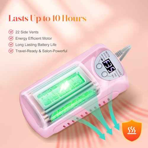 Electric Nail Drill Professional, 35000RPM Nail File Machine with Bits Set & Fast Cooling, Portable E File for Acrylic Gel Nail Polishing Removing, Manicure Pedicure at Salon & Home Use, Pink