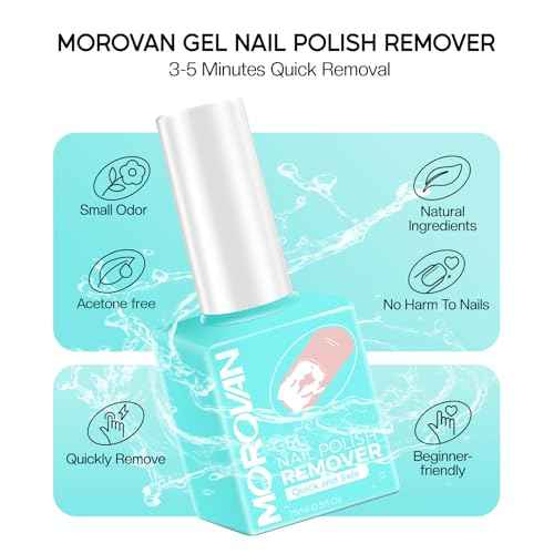 Morovan Gel Nail Polish Remover: Easy Remove Gel Polish Natural Formula Portable Kit with Cuticle Pusher & Scraper No Soaking or Wrapping