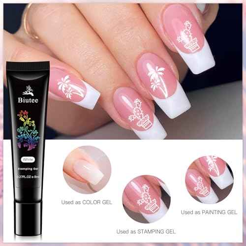 Biutee Nail Stamper Kit 22Pcs Gel Nail Stamping Kit 12Pcs Nail Stamping Plates 8Pcs Gel Stamping Polish, Silicone Stamper Scraper Flower Lace Holiday Stamp Template Christmas Gift for Women