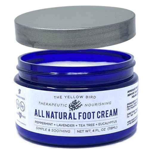 Yellow Bird Natural Tea Tree Foot Cream & Organic Foot Balm for Dry, Cracked Feet & Heels ? Peppermint Moisturizer for Athlete¡¯s Foot Relief and Intensive Callus Repair Treatment Salve ? Made in USA