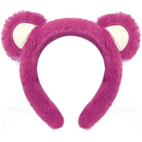 Wittocs Rose Red Bear Ears Headband Plush Bear Ear Headwears for Women Girls Makeup Headband Cute Fashion Fluffy Soft Face Washing Headbands New Year Halloween Valentines Day Hair Hoop