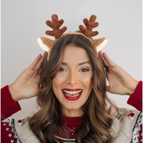 DaliDali 4 Count Reindeer Antlers Headband Deer Antlers Headband, Reindeer Costume for Halloween Festival Party, Christmas Headbands for Women Men