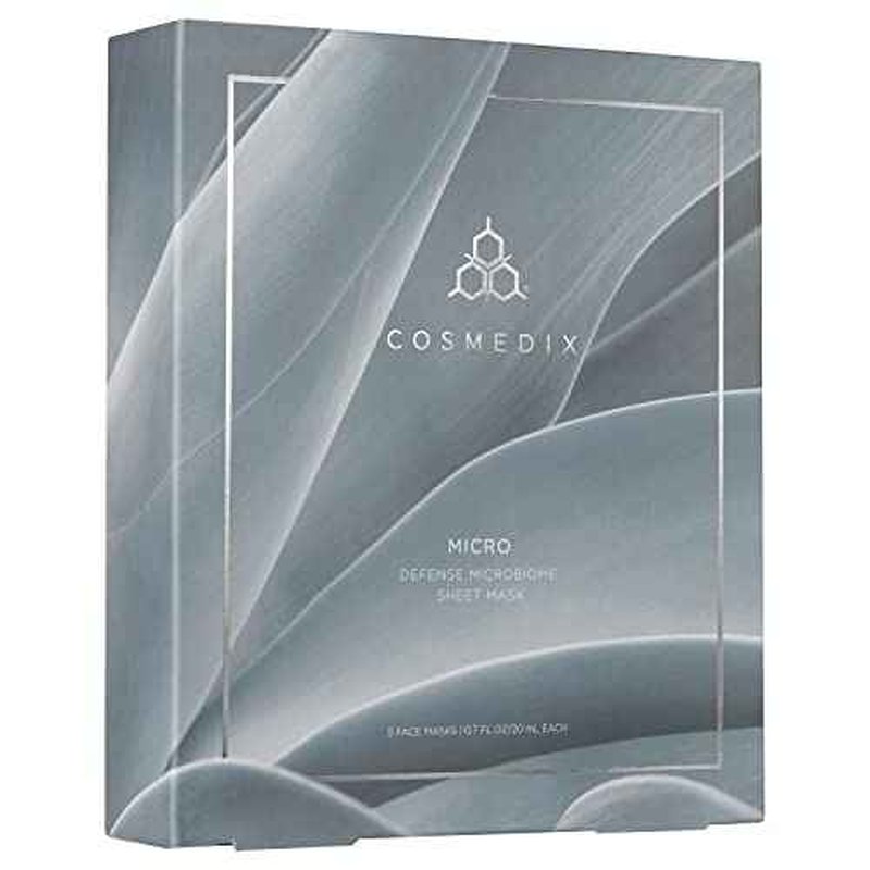 COSMEDIX Micro Defense Microbiome Peel-Off Sheet Mask, Hydrates & Quenches Dry Skin, Soothing & Redness Reducing, Cruelty & Gluten Free, Set of 5