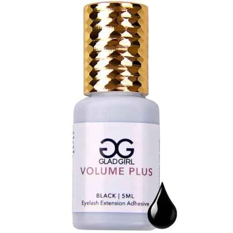 GladGirl False Eyelash Extension Glue - Volume Plus 5ml - Fast Dry Time of 1-2 Seconds - Maximum Eyelash Extension Bond - Ultra Black