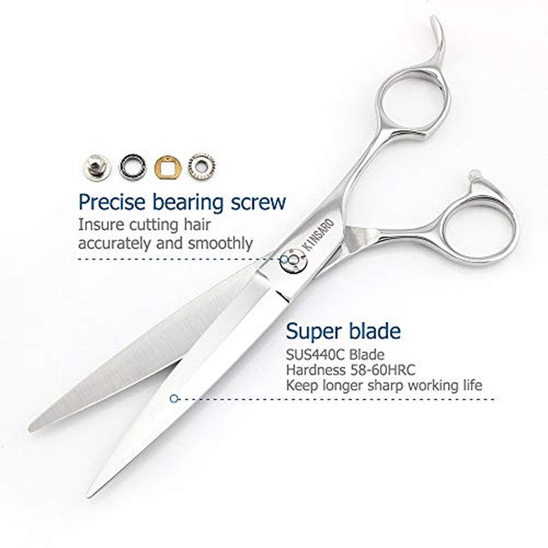 Barber Scissors 7" Professional Sliding Hair Scissors Willow Shape Sliding Hair Shears Professional Haircut Razor Edge 440c Barber Shears KINSARO for Hairdresser Barbershop or Home Use