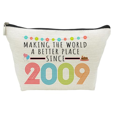 16th Birthday Gifts for Girls, Funny 16 Year Old Gift Makeup Bag, 2009 16th Birthday Makeup Bags for Her, Teens, Sister, Daughter, Niece, Granddaughter, Making The World a Better Place Since 2009