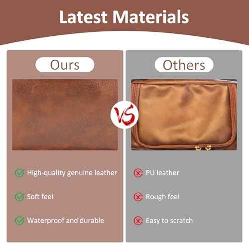 Toiletry Bag for Men, Large Leather Shaving Kit, Travel Essentials, Gifts for Father, Dad, Boyfriend, Grandpa, Water-resistant Shaving Bag for Toiletries Accessories