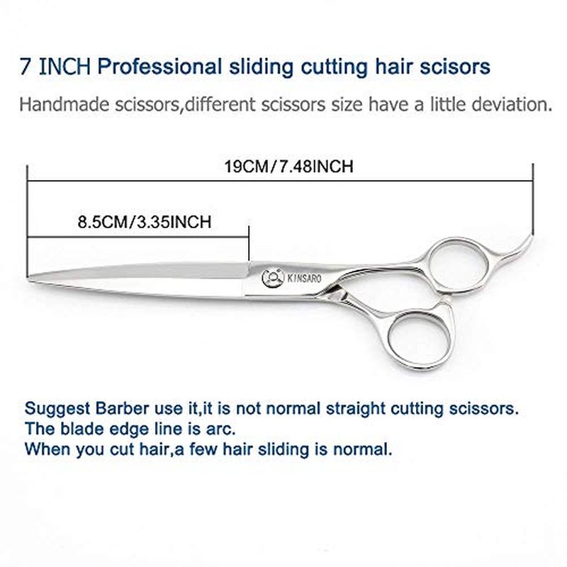 Barber Scissors 7" Professional Sliding Hair Scissors Willow Shape Sliding Hair Shears Professional Haircut Razor Edge 440c Barber Shears KINSARO for Hairdresser Barbershop or Home Use