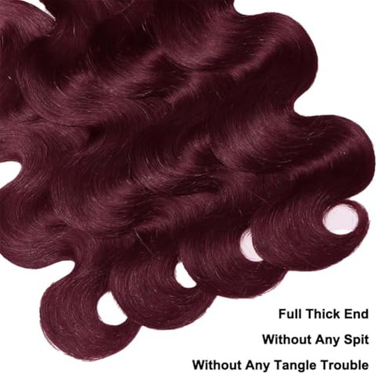 Burgundy Bundles Human Hair Body Wave 24 Inch Bundle Brazilian Hair Wine Red Body Wave Human Hair Extensions