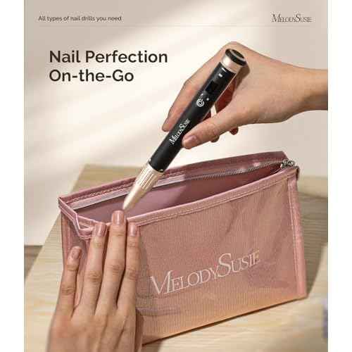 MelodySusie Pen-Shaped One-Hand Stepless Speed Adjustment Cordless Nail Drill, SM220G 30000RPM Portable Rechargeable Electric File for All Manicure Shaping & Acrylic Gel Removal for Pros at Home